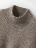 Novo Suéter de Cashmere Outono e Inverno para Mulheres, Gola Alta Meia, Pulôver Solto Preguiçoso, Tricô com Fio Floral, Top Versátil Plus Size