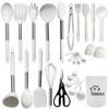 Espátula e Colher de Silicone de Aço Inoxidável Conjunto de 28 Peças Frigideira Antiaderente Espátula de Silicone Silicone de Grau Alimentício Conjunto de Utensílios de Cozinha Atacado