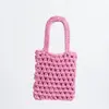 Bolsa para Teléfono Móvil Tejida a Mano de Malla Hueca Bolso de Mano Informal de Moda Bolso de Playa de Punto para Vacaciones de Verano en la Costa