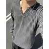 Camiseta de Manga Larga con Cuello en V y Raya Houndstooth de Lobo del Norte para Hombre, Otoño, Estilo Retro Americano de Alta Gama, Sudadera Inspirada en Chanel para Parejas