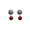 Pendientes Ganjia S925 minimalistas de plata de ley con cuentas de frijol rojo burdeos, pendientes de moda, ligeros y lujosos, elegantes pendientes vintage.