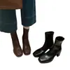 ¡La sensación de pisar mierda! ¡Cuanto más los usas, más te encantan! Botines cortos elásticos de punta cuadrada retro con tacón grueso, botas finas de tacón alto, temporada Otoño/Invierno 24SS