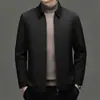 Ropa Exterior de Algodón con Solapa para Otoño e Invierno para Hombres, Ropa Exterior a Prueba de Frío para Hombres de Mediana Edad, Incluyendo 20 Ropa Exterior de Algodón Cálido Casual de Seda de Morera