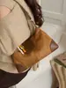 Bolsa de Suede para Axila Feminina 2026 Primavera Inicial Nova Moda Coreana Bolsa de Ombro Cor Sólida Tendência Retrô Bolsa Transversal para Mulheres