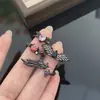 Anillo Abierto Set de Anillos Apilables de Alto Gama Nicho Estilo Gótico Oscuro Alas Corazón Circonita Multicolor con Diamantes
