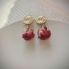 Pendientes de Flor Seca y Flor Preservada Hada del Bosque Aguja de Plata Temperamento Barbie Casual Pendientes de Flor Rosa Pendientes de Celebridad de Internet Femeninos