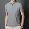 Camisa Polo de Seda de Hielo Sin Costuras de Alta Gama Talla Grande para Hombre Multicolor Tendencia Verano 2025 Marca Polo con Cuello Camisero Manga Corta de Negocios para Hombre