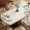Tapete de mesa redondo dobrável estilo chinês, tapete de mesa oval, toalha de mesa de couro à prova d'água e de óleo para mesa de jantar da sala de estar, personalizável