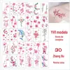 Adesivos de Tatuagem de Caveira de Novo Estilo Transfronteiriços com um Toque de Luxo, Letras Simples, Tatuagem de Flor de Rosa Inglesa, Adesivos de Tatuagem para Sobrancelha