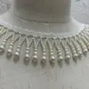 Cruz de Encaje con Cuentas Hecha a Mano Borla Perla de Imitación DIY Iluminación Dinastía Han Falda de Escenario Cortina Cuello Ropa de la Dinastía Han