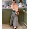 Nuevo Producto Verano 2024 Nuevos Pantalones Culotte de Cuadros Pierna Ancha Elásticos de Cintura Alta Ajustados Versátiles Pantalones Casuales Sueltos para Mujer