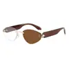 Gafas de Sol Retro Sin Marco para Viaje de Mujer Gama Alta Ojo de Gato Montura Pequeña Estilo Europeo Gafas de Sol con Protección UV para Caras Cuadradas y Redondas