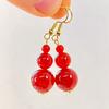 Sentido del diseño degradado rojo paloma cuerpo vítreo calcedonia roja natural ágata aretes aretes