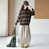 Suéter de punto a rayas para niña, de manga larga, cuello redondo, nuevo estilo 2026, suéter holgado para niñas de secundaria, top moderno y casual