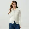 Cardigan de Lã Cashmere com Gola Lapela Novo Outono e Inverno Feminino Manga Longa Casual Solto Emagrecedor Zíper Casual Moda Versátil Peça de Roupa Externa