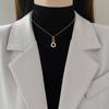 [Aço Titânio] Conjunto de Colar e Brincos Luxo Leve Anel Totalmente Cravejado Corrente Personalidade Brincos Elegantes de Banquete Conjunto de Colar