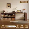 Escritorio Doble de Madera Maciza Mesa de Estudio para Adultos en Casa Mesa Larga para Dormitorio Armario de Almacenamiento Mesa de Ordenador Retráctil Integrada