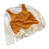 Top de dos piezas de imitación para niña, colección de otoño, camiseta interior de encaje de lunares para niños, elegante diseño de retazos de manga larga