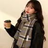 Bufanda de Imitación Cachemir Nueva 2025 para Niñas Invierno Estilo Coreano Versátil Cuadros Bufanda de Estudiante Chal Largo Cálido para Hombres