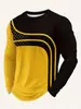 Camisetas de Manga Larga para Hombre con Bloques de Color Otoño e Invierno Europeas y Americanas, Cuello Redondo, Tops Casuales Cortavientos, Camisetas Deportivas