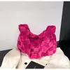 Bolso Tote Cuadros Estilo Coreano Gran Capacidad para Mujer Otoño 2026 Retro Color Contrastante Felpa Casual Bolso de Hombro Cruzado