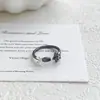 Anillo de Estrella de Color Gunmetal de Moda y Fresco con Circonita Rosa, Joyería de Anillo Abierto Simple y Elegante en Forma de Tenedor con Lazo
