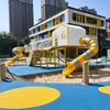 Cenador exterior para jardín de infantes, tobogán de acero inoxidable, tobogán combinado de granja y finca, equipo de juegos exterior a gran escala
