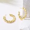 Aogu Producto Popular Transfronterizo Aretes Geométricos Lisos de Oro Real Chapado en Cobre Aguja de Plata 925 Ins Nicho Aretes Personalizados para Mujeres