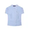 Comercio Exterior Transfronterizo 2026 Nuevo Otoño Top Rayado de Manga Abullonada y Cuello Mao 47722027 Minifalda 1255519