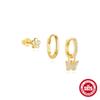 Aretes de Aro de Mariposa con Abertura de Diamante de Plata Esterlina S925 Europa y América Venta Caliente Aretes con Colgante Removible Estrella de Ocho Puntas Traje