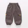 Pantalones Cargo Amarillos con Cinta para Niños Verano 2026 Nuevos Delgados Frescos Anti-Mosquitos para Niños Bebé Pantalones Largos para Exportación
