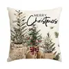 El juego de fundas de almohada navideñas más vendido de Amazon con estampados de árbol de Navidad y muñeco de nieve, juego de cuatro piezas para cojines de sofá de Navidad, transfronterizo