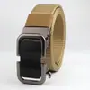 Cinturón automático para hombre de cuero con hebilla de aleación sin dientes, cinturón tejido de nailon, cinturón de lona táctico casual para exteriores
