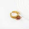 Diseño de Nicho Transfronterizo Acero Inoxidable Borla Mariposa Anillo Abierto Ajustable Chapado en Oro de 18K Moda Anillo Personalizado