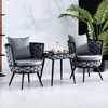 Cadeira de Rattan para Exterior Mesa e Cadeira de Lazer para Varanda Sofá de Rattan Criativo para Pátio Cadeira de Jardim Mesa e Cadeira para Exterior