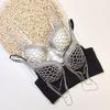 Preto e branco corrente de alta qualidade Strapless Top com almofada peito Sling Beautiful Back Sexy Hot Girl Estilo Fishbone Sutiã