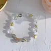 Novo Pingente de Cristal de Morango Natural Amor Pulseira Flor de Pessegueiro Design de Nicho Fresco e Refrescante Par de Melhores Amigos