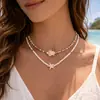 Collar Apilado Bohemio de Playa Transfronterizo Viento Oceánico Tortuga Estrella de Mar Moda Combinable Color de Contraste con Cuentas para Mujer