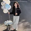 Conjunto de Dos Piezas para Niñas 2026: Chaqueta de Béisbol Nueva para Primavera y Otoño, Top de Manga Larga, Pantalones Casuales de Pierna Ancha