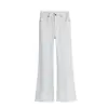 Jian Ji Calça Jeans Reta com Micro Flare Elástica em Quatro Direções Antiaderente Jeans Branco Denim Outono 2026 Feminino 575