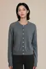 Cardigan de Tricô Consinee Cashmere Gola Redonda "Orvalho Branco", Suéter Casaco Macio e Amigo da Pele, Tricô de Manga Longa para Roupa Exterior