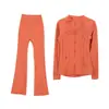 [En Stock] Conjunto de Chaqueta con Cuello Alto Ld y Pantalones Acampanados Sudadera con Capucha Deportiva de Cuello Alto Chaqueta de Otoño Chaqueta Deportiva para Yoga