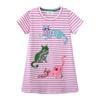 Jumpingmeters Saias Infantis Europeias e Americanas Verão Novo Manga Curta Roupa Infantil Vestido Saias Infantis de Tricô Distribuição Atacadista