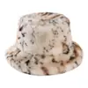 Amazon Europa Otoño Invierno Nuevo Sombrero de Cubo Grueso y Peludo para Mujer Estampado de Leopardo Graffiti Piel Sintética de Visón Sombrero de Pescador para Mujer