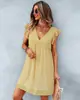 Vestido Floral Suelto para Mujer de Amazon Europeo y Americano 2023v Cuello Sexy Manga Corta Falda de Gasa Nuevo Producto de Verano