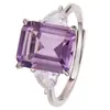 Anillo de Piedra Natural Citrino Amatista para Mujer Plata de Ley S925 Incrustado Anillo para Dedo Índice Estilo Popular Transmisión en Vivo Xiaohongshu Douyin