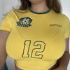 Camiseta ajustada retro con estampado de letras Y2K, nueva camiseta de verano 2024, estilo transfronterizo europeo y americano, a la moda y sexy