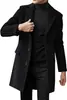 Trench coat masculino transfronteiriço, em estoque na Amazon, casaco de lã para outono e inverno, jaqueta de lã de comprimento médio de abotoamento simples, estilo business casual