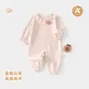 Macacão de Bebê Recém-Nascido para Primavera com Gola Volada e Acabamento em Renda, Macacão para Bebês de Primavera e Outono