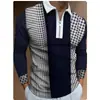 Camisa polo deportiva de manga larga con cremallera y rayas transfronterizas para hombre, estilo casual, para Amazon